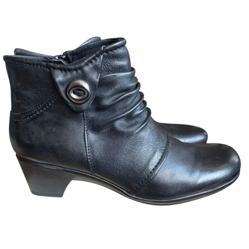 Earth Origins Mallory Ruched Ankle Boots Size 9 Wide Black With Button Accent - Picture 7 of 8